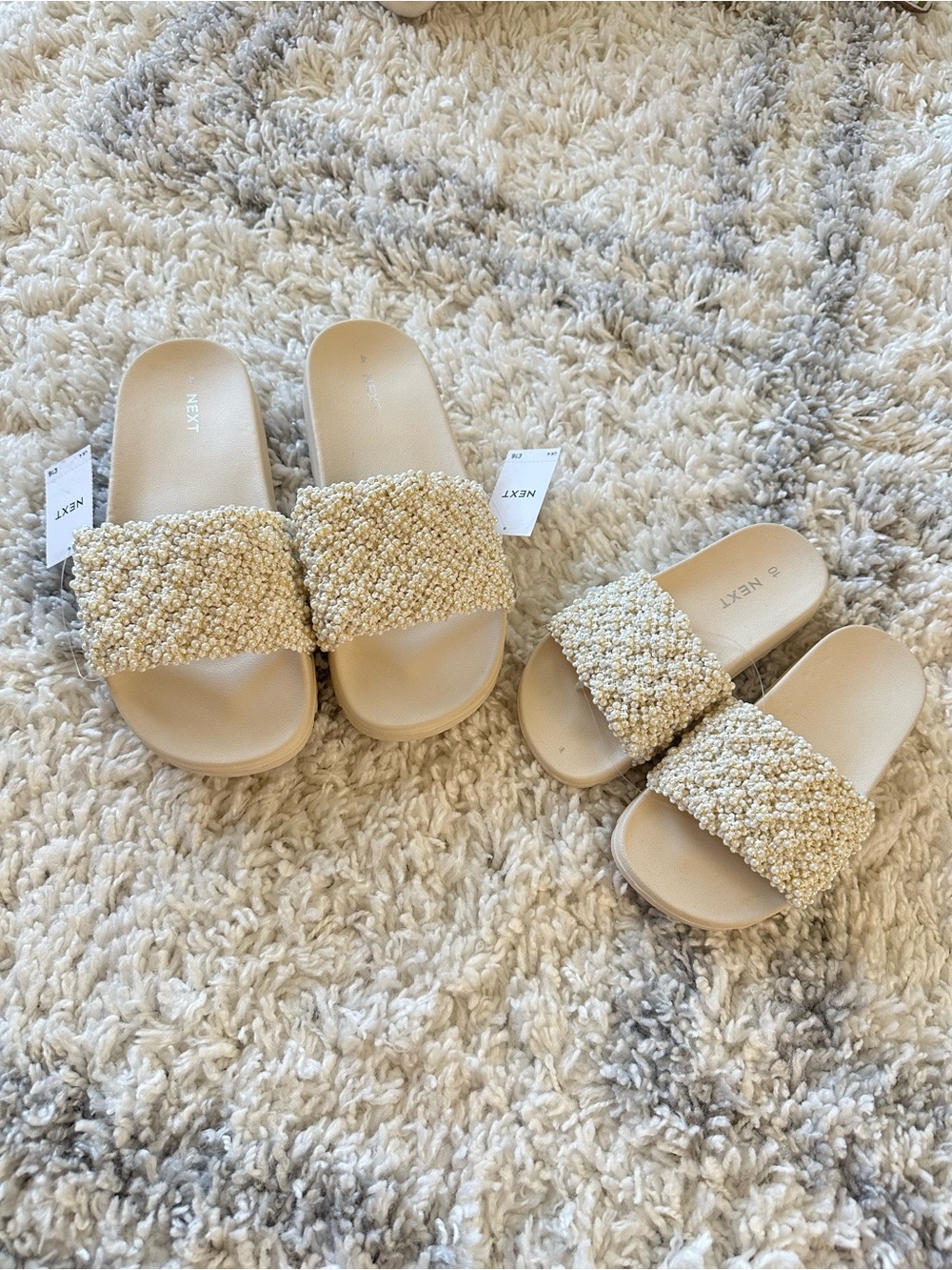 Next mommy and me womens kids girls ivory faux pearl slipper sandals shoes